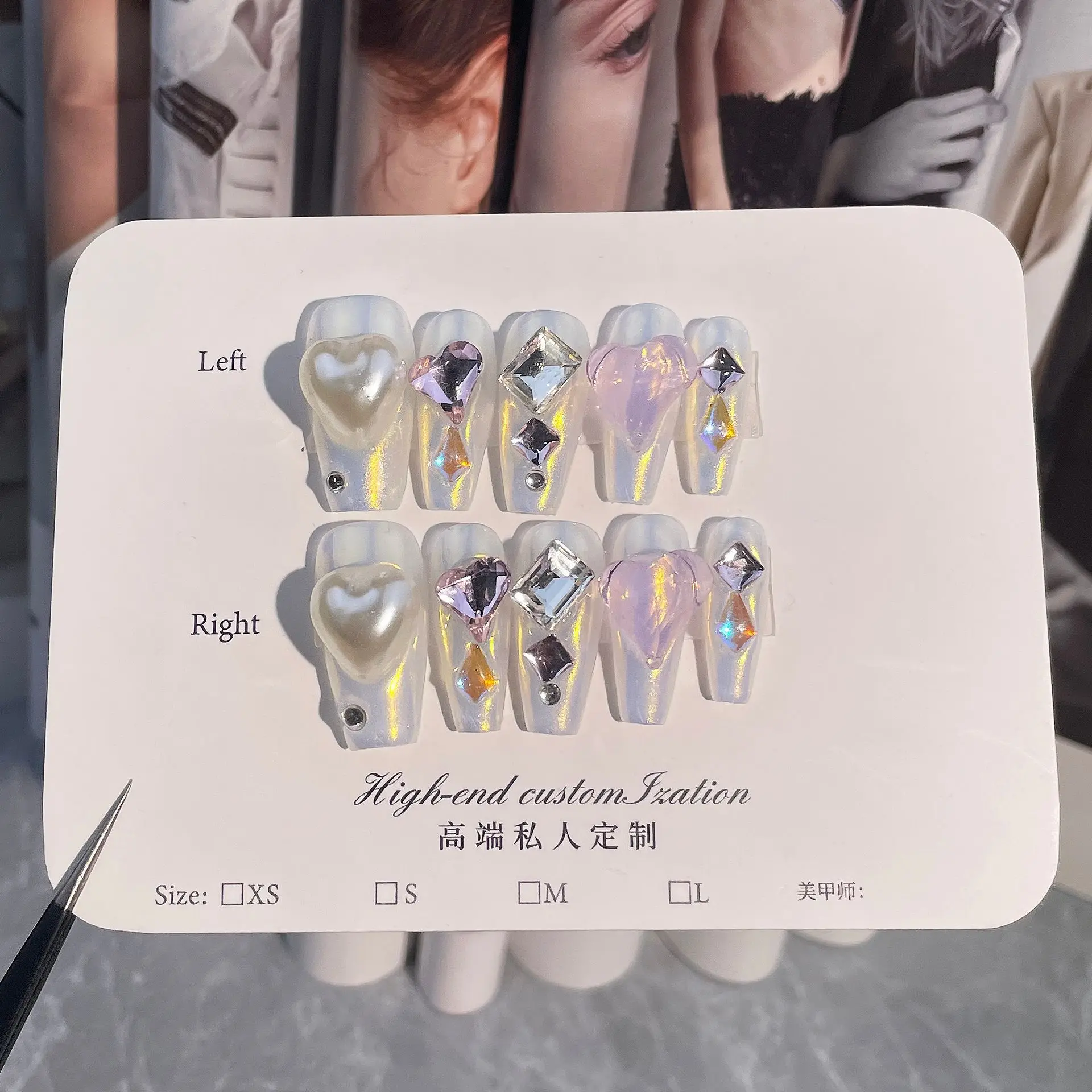 10pcs Simple Diamond Handmde Press on Fake Nails Tips Love Design White Mid-length Coffin False Nails Art Wearable Manicure Sets
10pcs Simple Diamond Handmde Press on Fake Nails Tips Love Design White Mid-length Coffin False Nails Art Wearable Manicure Sets