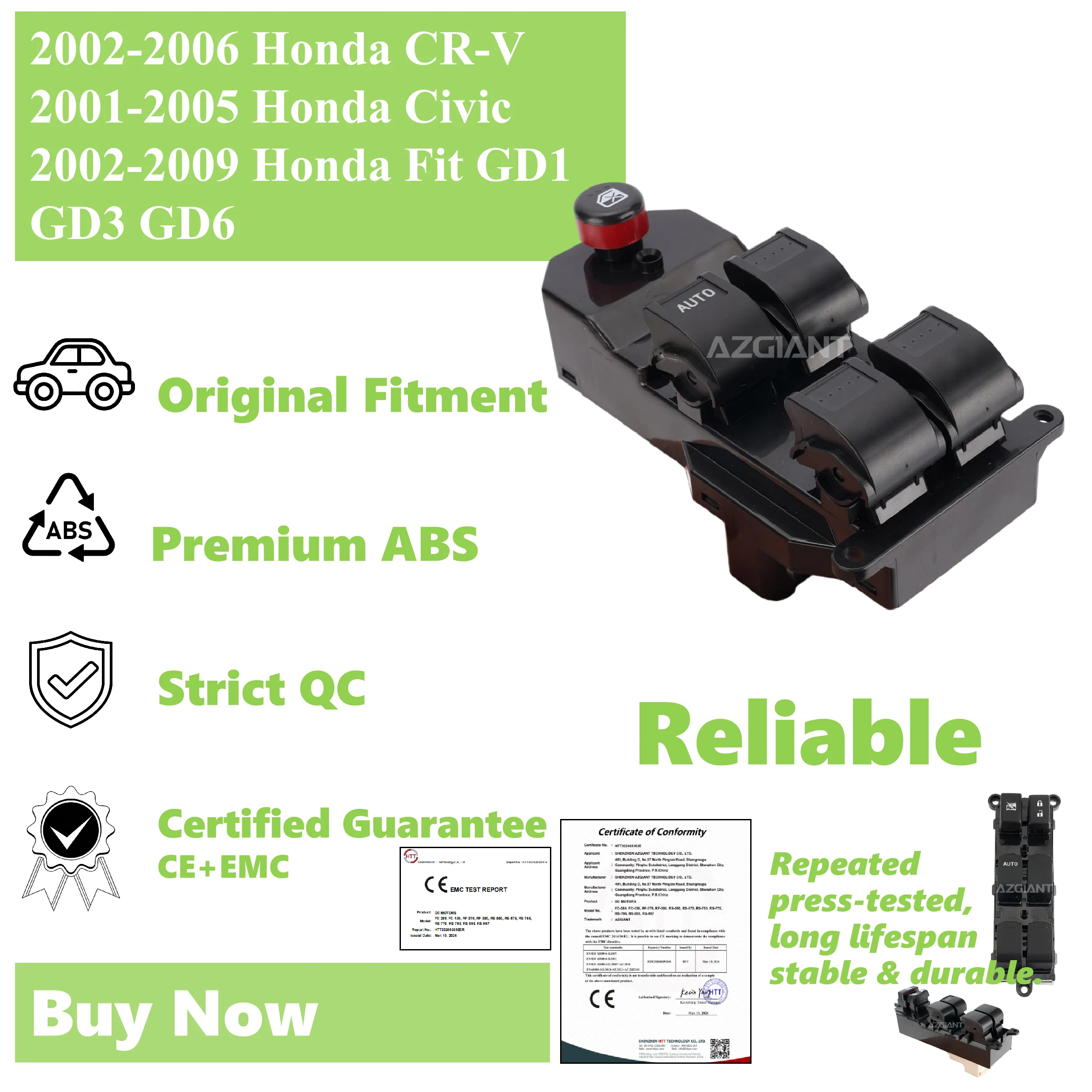 Car Parts for Honda CR-V 2002-2006/ Civic 2001-2005/ Fit 2002-2009 Window Regulator Switch Glass Lifter Control Button
Car Parts for Honda CR-V 2002-2006/ Civic 2001-2005/ Fit 2002-2009 Window Regulator Switch Glass Lifter Control Button