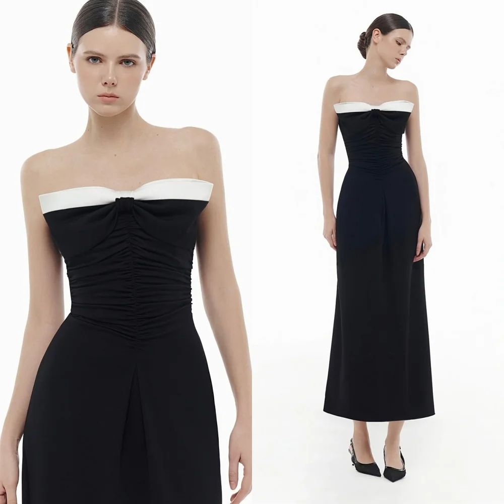 Customized Formal Black Jersey Evening Dresses Exquisite Strapless Sleeveless Homecoming Dress Temperament Vestido De Festa
Customized Formal Black Jersey Evening Dresses Exquisite Strapless Sleeveless Homecoming Dress Temperament Vestido De Festa