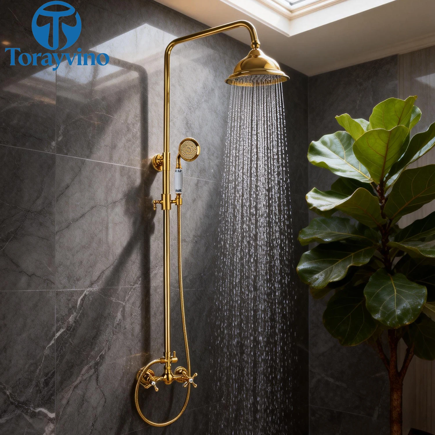 Torayvino bathroom shower Gold Brass Shower set Mixer Tap Faucet Rainfall sprayer Shower Head Round Wall Mounted water tap Sets
Torayvino bathroom shower Gold Brass Shower set Mixer Tap Faucet Rainfall sprayer Shower Head Round Wall Mounted water tap Sets