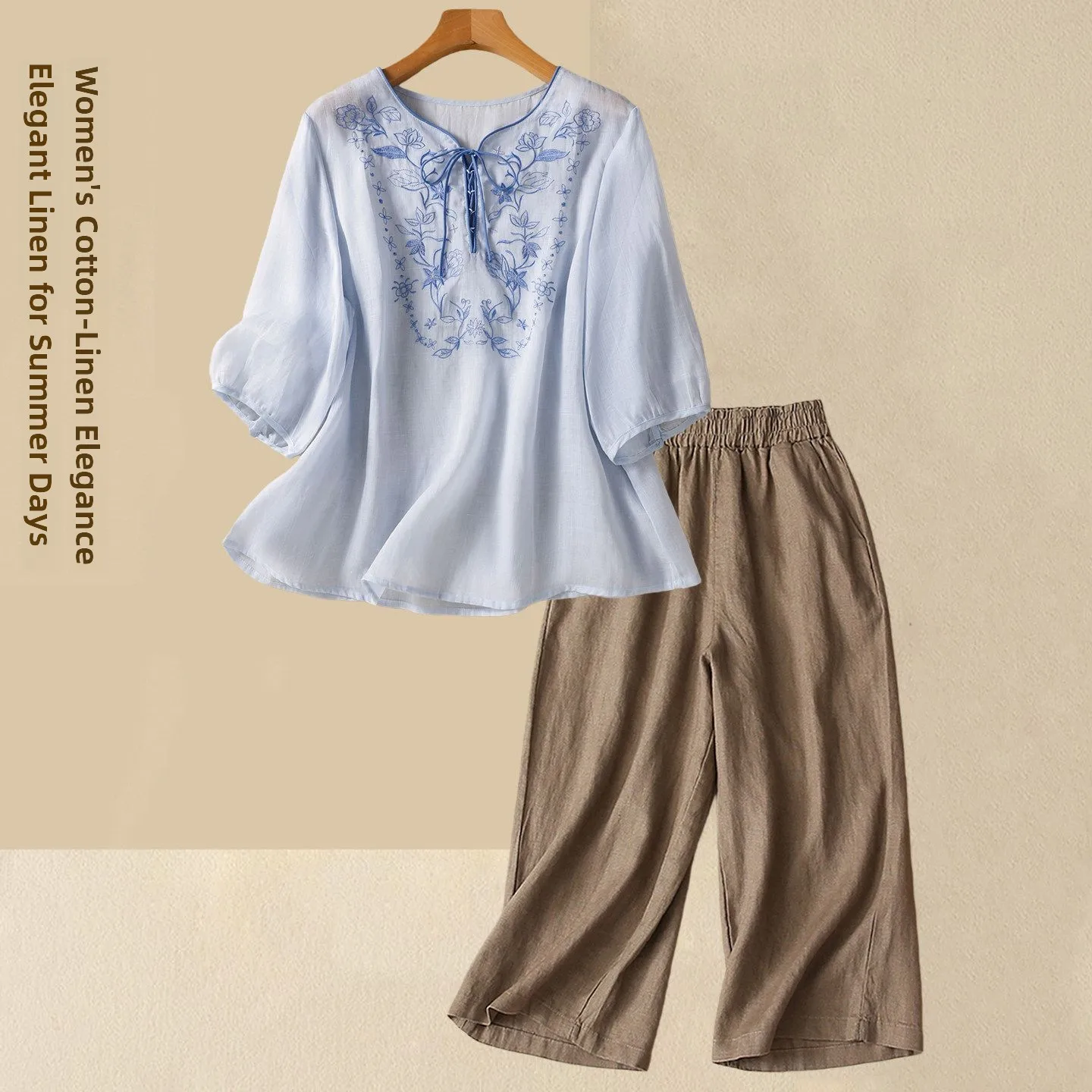 Summer New plus Size Women's Cotton Linen Set Short Sleeve Embroidered Top Straight Pants Two Piece Set Commute Style Floral ...
Summer New plus Size Women's Cotton Linen Set Short Sleeve Embroidered Top Straight Pants Two Piece Set Commute Style Floral ...