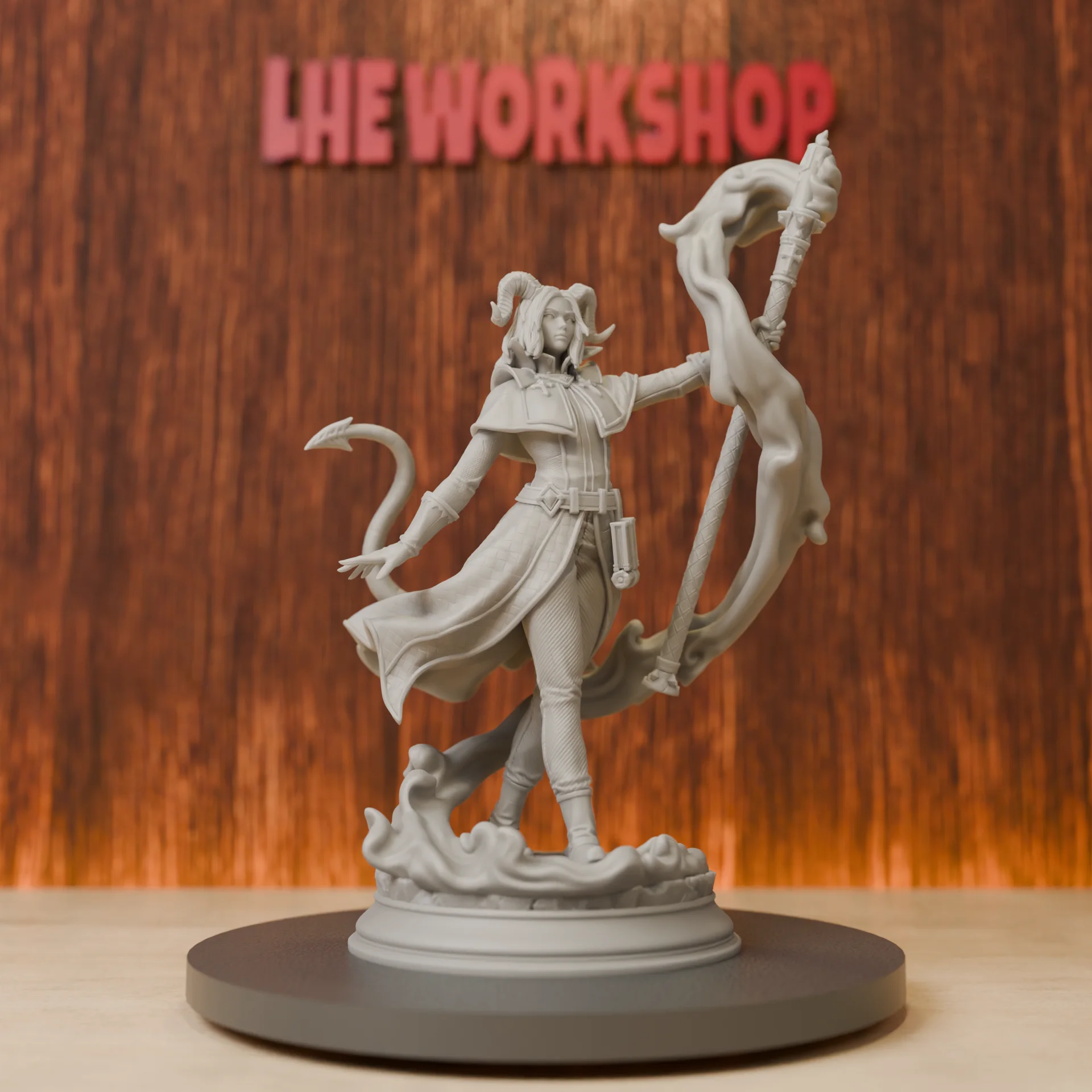 Female Tiefling Sorcerer Miniatures | 28mm-75mm | Resin 3D Printed DND Pathfinder Mini | Unpainted Grey
Female Tiefling Sorcerer Miniatures | 28mm-75mm | Resin 3D Printed DND Pathfinder Mini | Unpainted Grey
