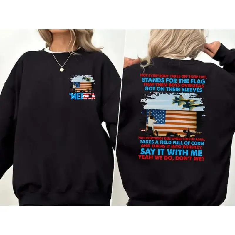 USA Flag Sweatshirt Patriotic "America" Military Support Graphic Pullover Men Women Country Whiskey Humor Cotton Top Gift
USA Flag Sweatshirt Patriotic "America" Military Support Graphic Pullover Men Women Country Whiskey Humor Cotton Top Gift