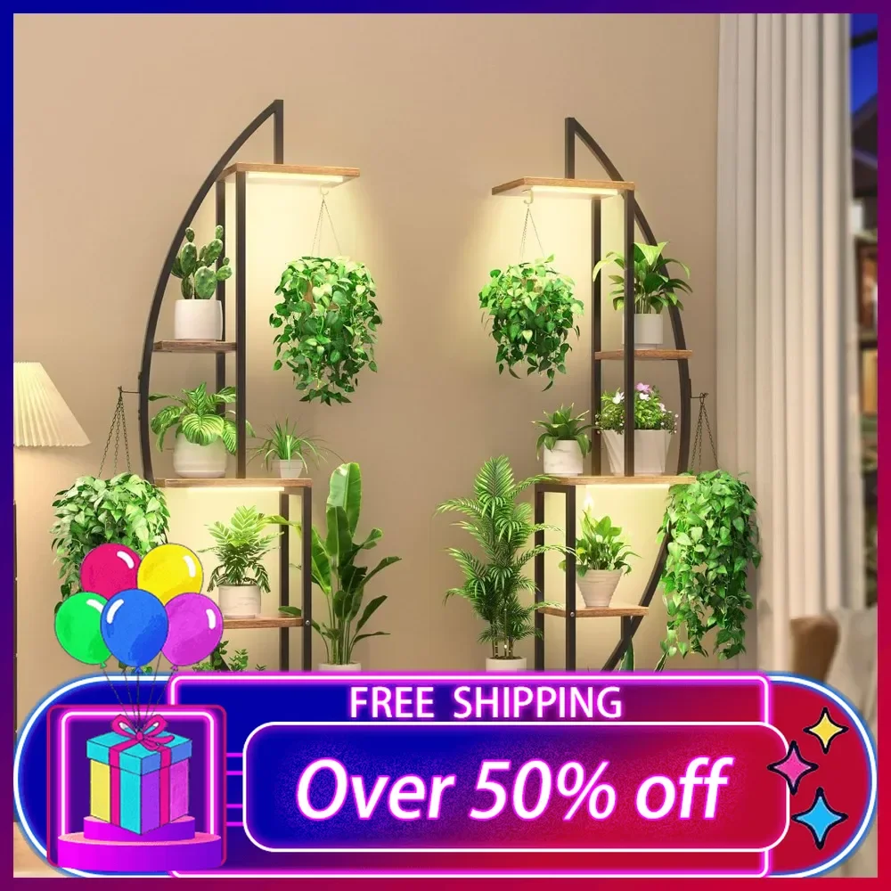 6 Tiered Tall Plant Stand Indoor with Grow Lights, 63" Metal Plant Stand for Plants Multiple, Half-Moon Plant Rack Display Shelf
6 Tiered Tall Plant Stand Indoor with Grow Lights, 63" Metal Plant Stand for Plants Multiple, Half-Moon Plant Rack Display Shelf
