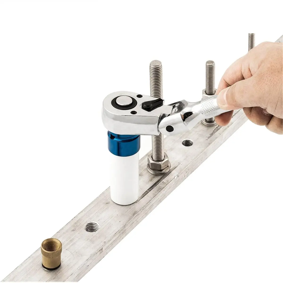A95G Flex-Head Stubby Ratchet Set, 1/4", 3/8", 1/2" Drive Flexible Mini Small Ratchet Handle Wrench 72-Tooth Quick-Release
A95G Flex-Head Stubby Ratchet Set, 1/4", 3/8", 1/2" Drive Flexible Mini Small Ratchet Handle Wrench 72-Tooth Quick-Release