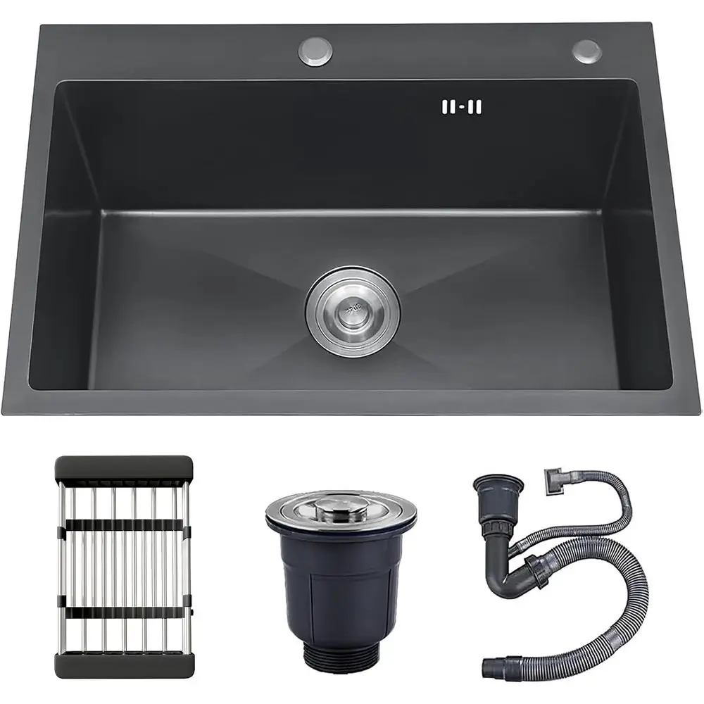 30-inch Single Bowl Workstation Kitchen Sink, Drop-in/Top-Mount StainlSteel with Nano Coating & Basket Strainer, 30"x18"
30-inch Single Bowl Workstation Kitchen Sink, Drop-in/Top-Mount StainlSteel with Nano Coating & Basket Strainer, 30"x18"