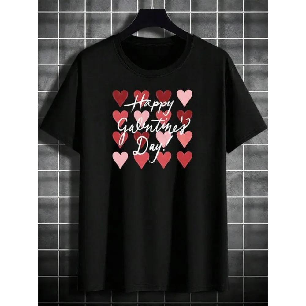 Valentine Men Couples Men Romantic Tee Men's Casual Short Sleeve T-Shirt, Heart Letter Printound Neck Summer Top
Valentine Men Couples Men Romantic Tee Men's Casual Short Sleeve T-Shirt, Heart Letter Printound Neck Summer Top