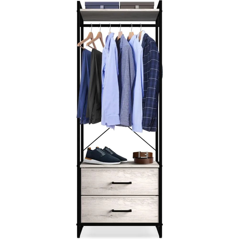 Clothing Rack with Drawers - Clothes Stand Dresser - Wood Top, Steel Frame, & Fabric Drawers - Tall Closet Storage Organizer
Clothing Rack with Drawers - Clothes Stand Dresser - Wood Top, Steel Frame, & Fabric Drawers - Tall Closet Storage Organizer
