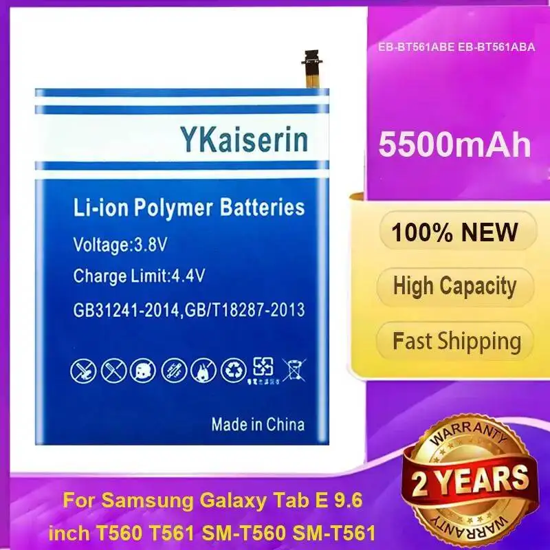 Аккумулятор EB-BT561ABE EB-BT561ABA большой емкости 5500 мАч для планшета Samsung Galaxy Tab E 9.6 дюймов T560 T561 SM-T560 SM-T561
Аккумулятор EB-BT561ABE EB-BT561ABA большой емкости 5500 мАч для планшета Samsung Galaxy Tab E 9.6 дюймов T560 T561 SM-T560 SM-T561