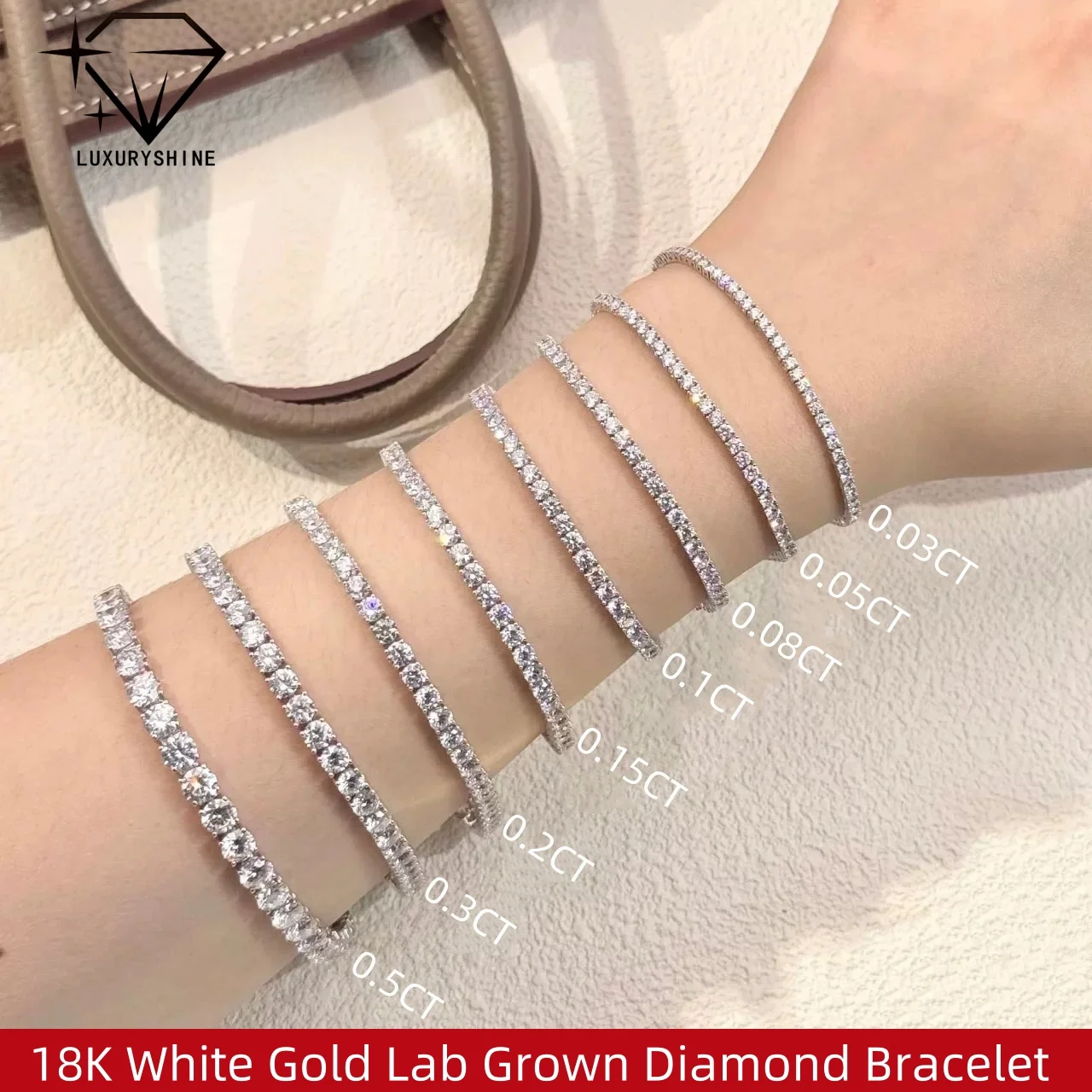 LuxuryShine 18K White Gold Lab Grown Diamond Bracelet VVS-VS Clarity Tennis Bracelet Bracelet for Women Men
LuxuryShine 18K White Gold Lab Grown Diamond Bracelet VVS-VS Clarity Tennis Bracelet Bracelet for Women Men