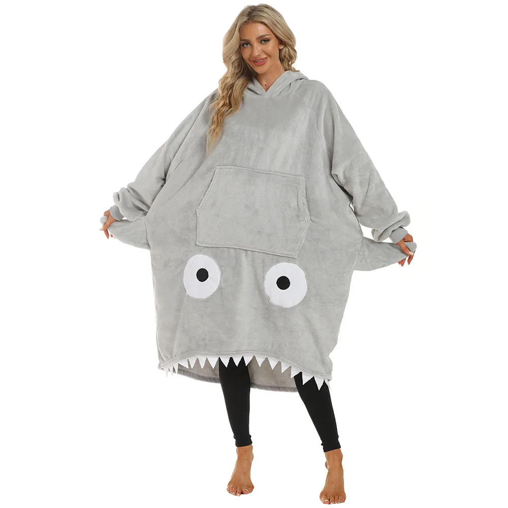 Thickened Shark Hooded Sleepwear Flannel Coat WarmPolyester Home Leisure Outwear for CouplesWinterComfort Blanket-style Pajamas
Thickened Shark Hooded Sleepwear Flannel Coat WarmPolyester Home Leisure Outwear for CouplesWinterComfort Blanket-style Pajamas