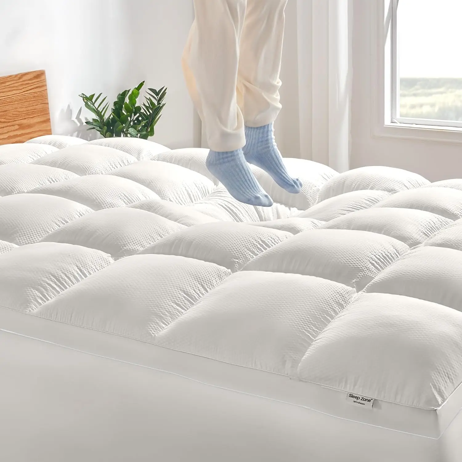 SLEEP ZONE Mattress Topper Queen Size, Cooling Mattress Pad Cover for Hot Sleepers, Extra Thick Pillow Top with Deep Pocket (Whi
SLEEP ZONE Mattress Topper Queen Size, Cooling Mattress Pad Cover for Hot Sleepers, Extra Thick Pillow Top with Deep Pocket (Whi