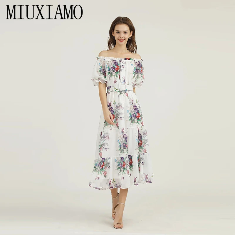 MIUXIMAO High Quality 2022 Summer Dress Newest Arrival Fashion Short Sleeve Flower Print White Casual Dress Women Vestidos
MIUXIMAO High Quality 2022 Summer Dress Newest Arrival Fashion Short Sleeve Flower Print White Casual Dress Women Vestidos