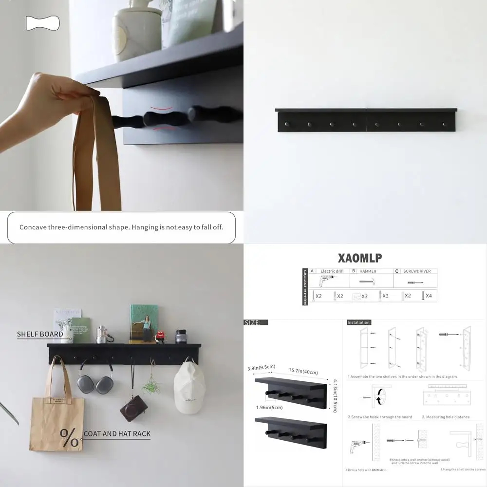 Черная настенная деревянная вешалка для одежды с крючками - идеально подходит для прихожих
Черная настенная деревянная вешалка для одежды с крючками - идеально подходит для прихожих