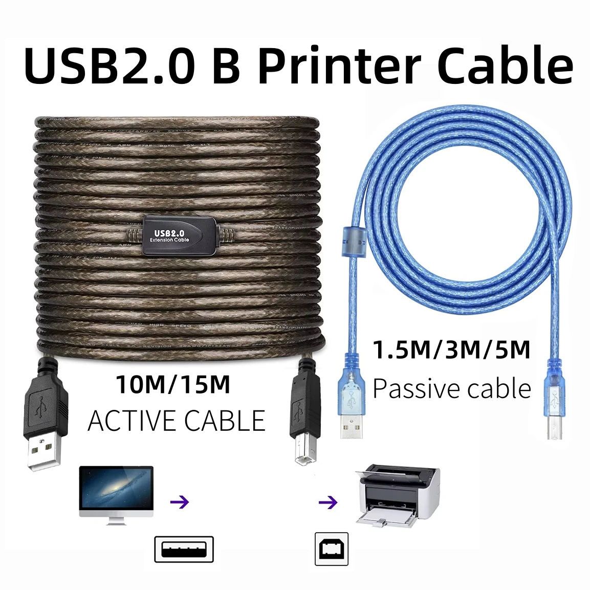10M 15M USB 2.0 B Cable with Chip High Speed Active Repeater Data Cord 1.5M 3M 5M USB-B Passive Cable for Laptop Printer Scanner
10M 15M USB 2.0 B Cable with Chip High Speed Active Repeater Data Cord 1.5M 3M 5M USB-B Passive Cable for Laptop Printer Scanner
