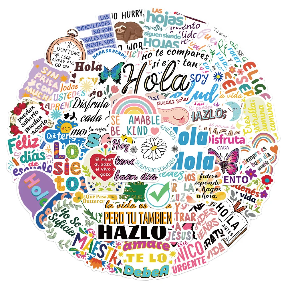 10/50PCS Spanish Motivational Sticker Cartoon Creative Decoration Water Cup Stationery Box Scrapbook Guitar Decal Toy
10/50PCS Spanish Motivational Sticker Cartoon Creative Decoration Water Cup Stationery Box Scrapbook Guitar Decal Toy