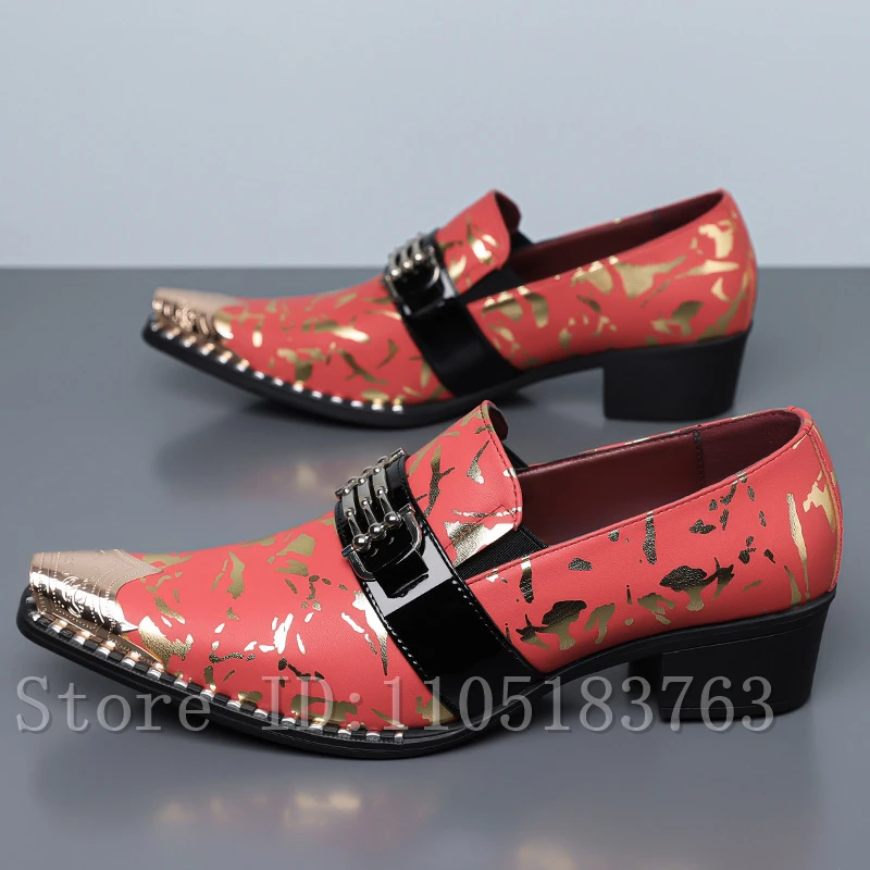 Men Red Gold Print Pointed Toe Dress Shoes Luxury Design Metal Buckle Decor Banquet Wedding Party Fashion Formal Loafers
Men Red Gold Print Pointed Toe Dress Shoes Luxury Design Metal Buckle Decor Banquet Wedding Party Fashion Formal Loafers