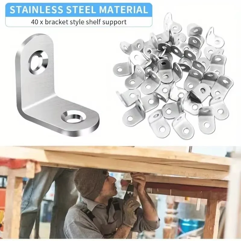 40-Pack Small Stainless Steel L Brackets: Durable Right Angle Corner Braces for Shelves, Wood Furniture & Chairs
40-Pack Small Stainless Steel L Brackets: Durable Right Angle Corner Braces for Shelves, Wood Furniture & Chairs