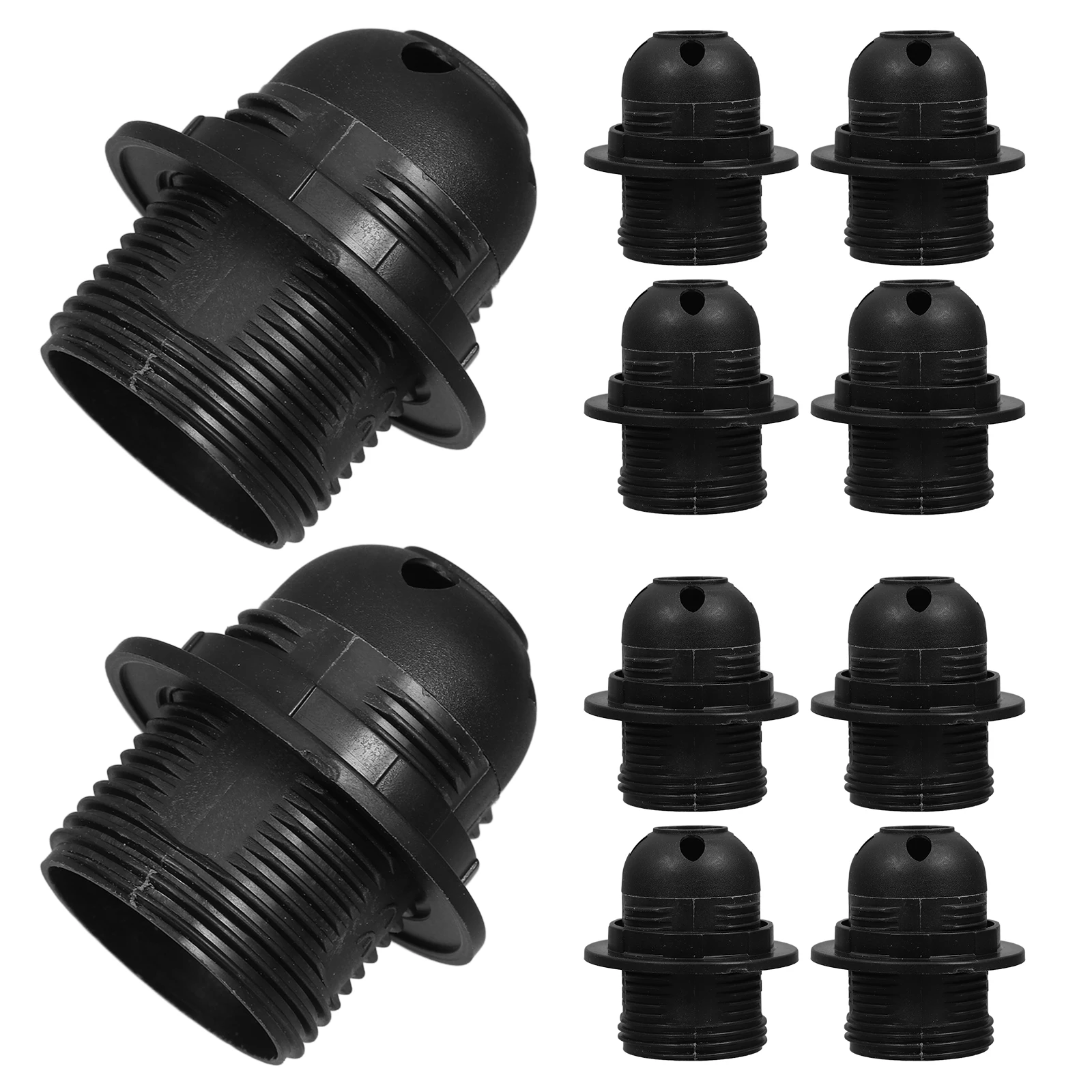 10Pcs E27 Bulb Holder Base Threaded Socket for LED Lamps Desk Pendant Lighting Fixtures Stable Secure Connection Black
10Pcs E27 Bulb Holder Base Threaded Socket for LED Lamps Desk Pendant Lighting Fixtures Stable Secure Connection Black
