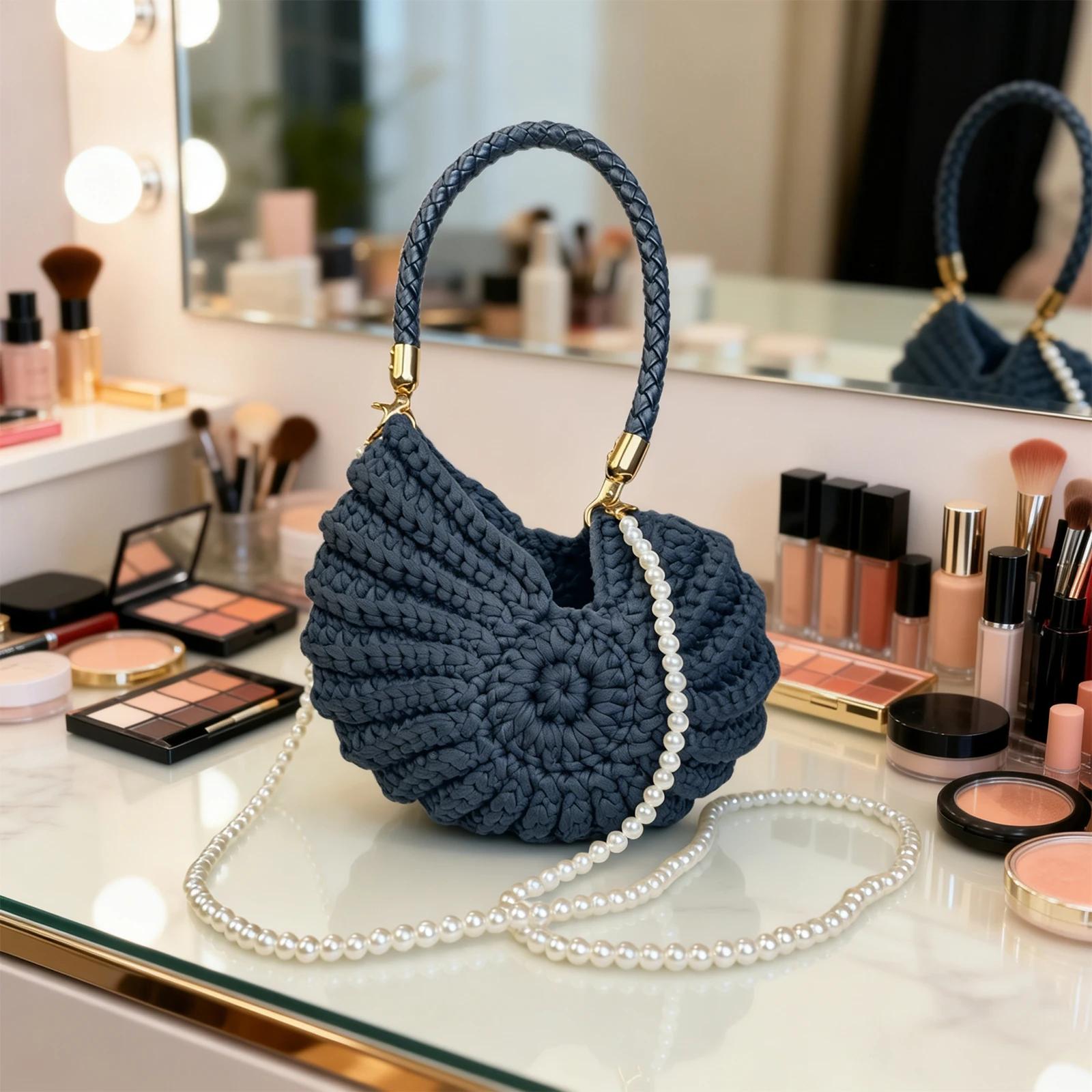 Women PU Bohemia Crochet Seashell Sling Bag with Pearl Chain Summer Beach Crossbody Bag Large Capacity Boho Evening Clutch
Women PU Bohemia Crochet Seashell Sling Bag with Pearl Chain Summer Beach Crossbody Bag Large Capacity Boho Evening Clutch