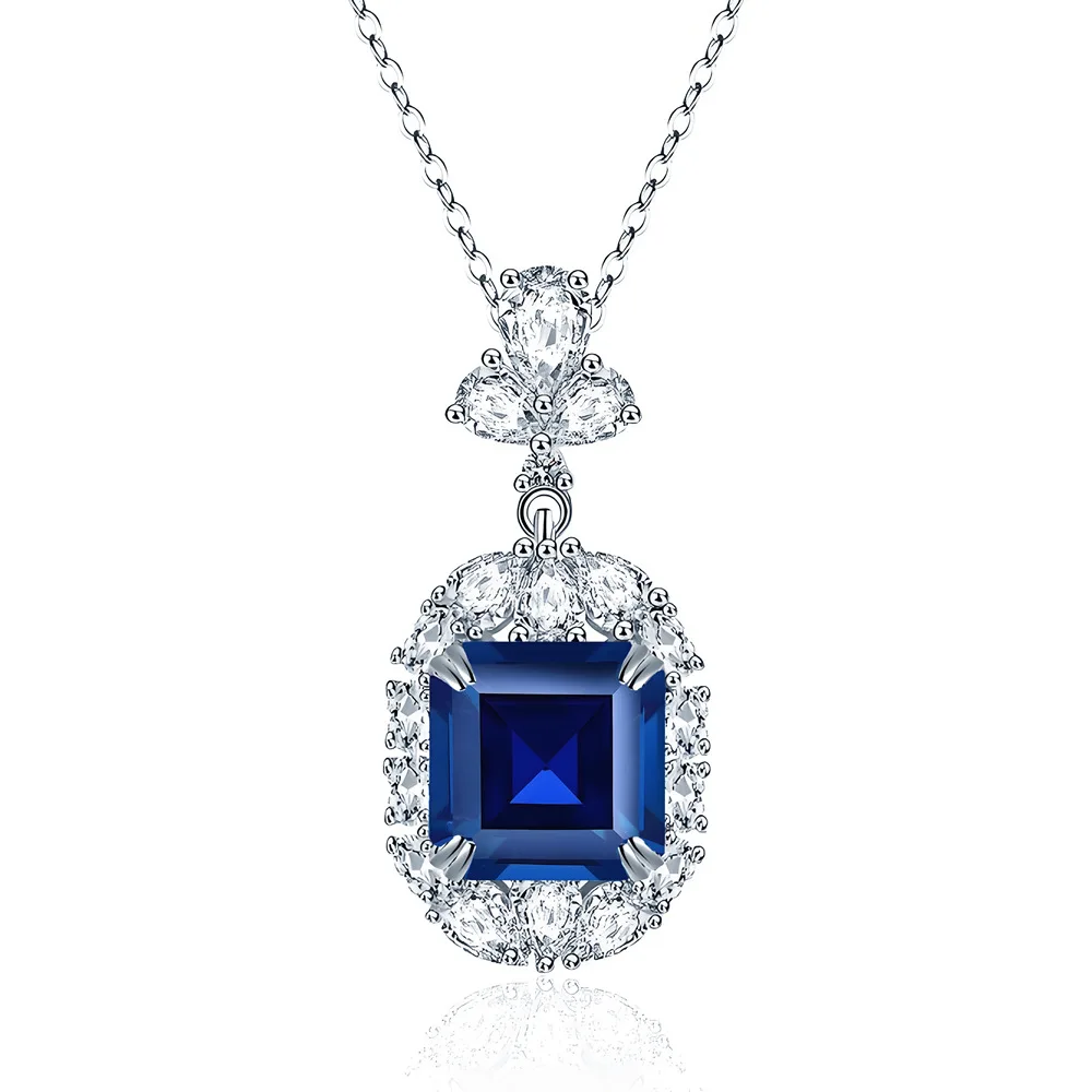 New S925 sterling silver square royal sapphire necklace female niche design retro temperament pendant
New S925 sterling silver square royal sapphire necklace female niche design retro temperament pendant