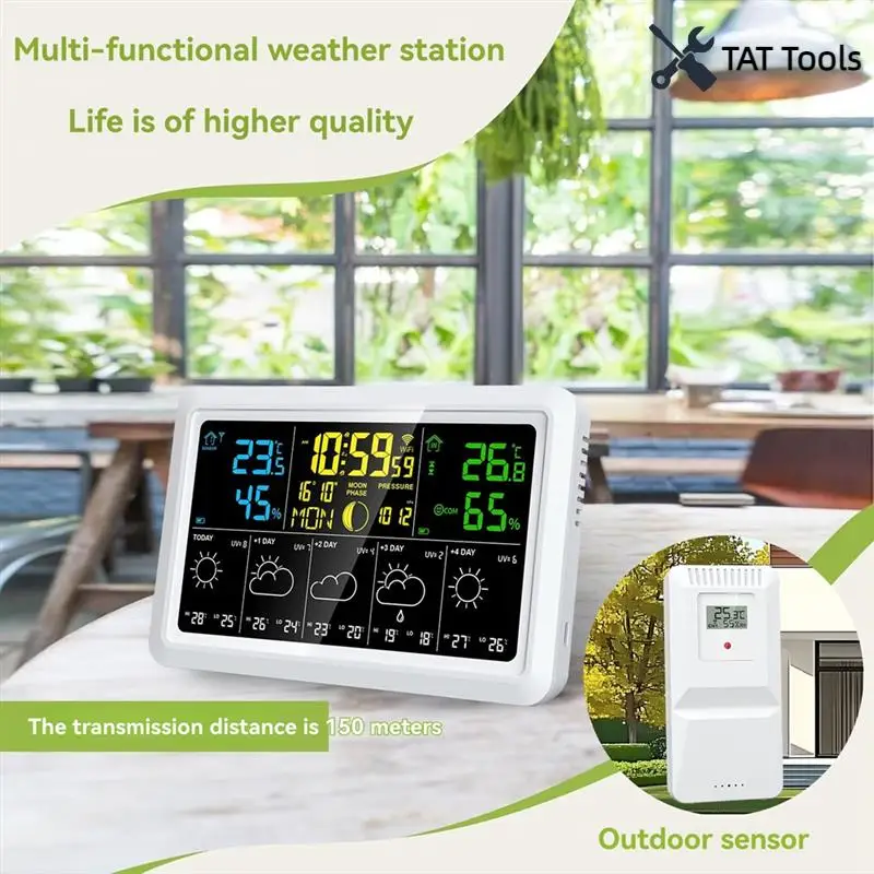 WIFI Multifunction Tuya Weather Station Air Quality Temperature Humidity Meter Moon Phase Air Pressure Weather Clock
WIFI Multifunction Tuya Weather Station Air Quality Temperature Humidity Meter Moon Phase Air Pressure Weather Clock