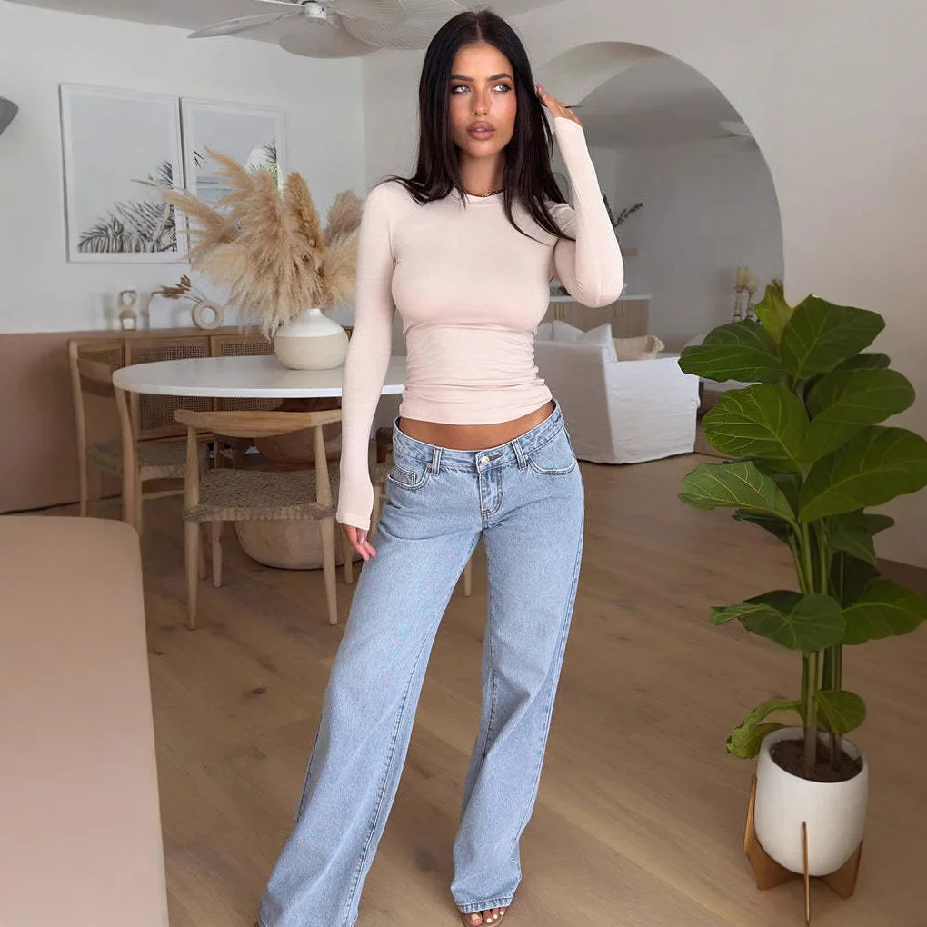 Straight Jean Women Washed Denim Full Length Pants Solid Loose Zipper Fly Low Waist Vintage Pockets Distressed 2025 Summer
Straight Jean Women Washed Denim Full Length Pants Solid Loose Zipper Fly Low Waist Vintage Pockets Distressed 2025 Summer