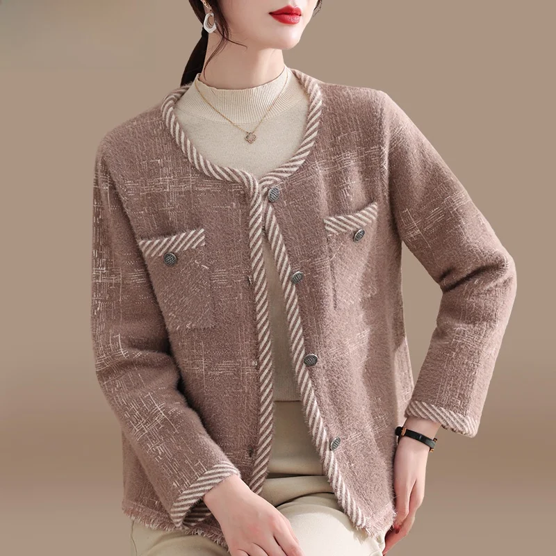 Faionable ort Mink Velvet Knitted Jaet for Middle-Aged Women Spring Autumn Wear round Ne Single Piece Casual Sle
Faionable ort Mink Velvet Knitted Jaet for Middle-Aged Women Spring Autumn Wear round Ne Single Piece Casual Sle