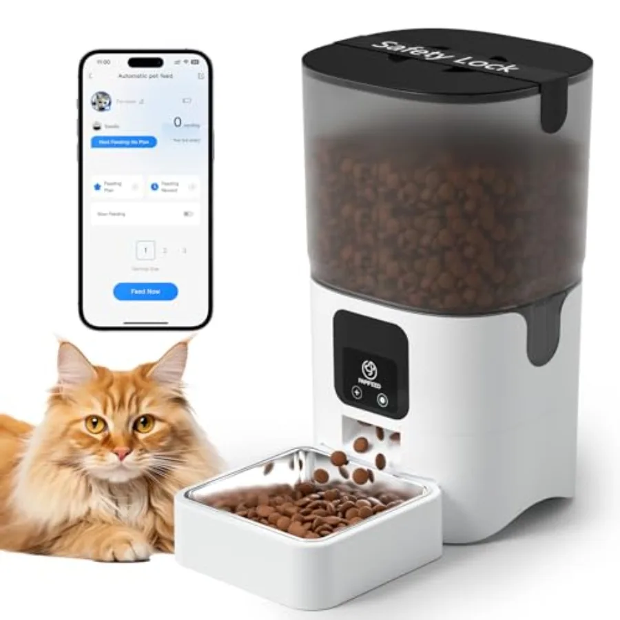 Automatic Cat Feeder with App, 2.4G WiFi Cat Food Dispenser, 6L Timed Cat Feeder for Dry Food, 10 Meals/Day, 12 Portions/Meal,
Automatic Cat Feeder with App, 2.4G WiFi Cat Food Dispenser, 6L Timed Cat Feeder for Dry Food, 10 Meals/Day, 12 Portions/Meal,