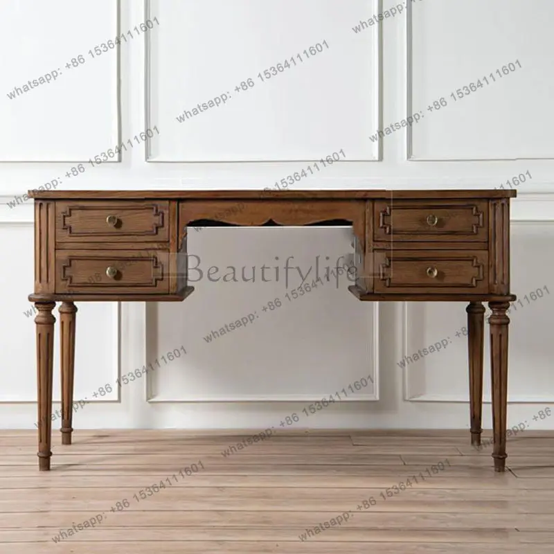 Французский ретро-стол из массива дерева, простой современный домашний черный письменный стол
Французский ретро-стол из массива дерева, простой современный домашний черный письменный стол