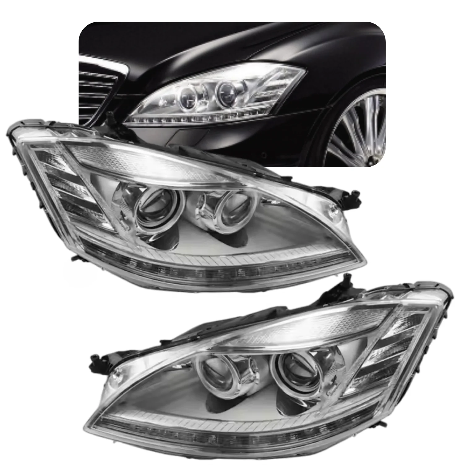 W221 X221 S-Class 2010-2013 Front Headlight Assembly Auto Lamp Spare Parts OEM 2218206139 2218206239
W221 X221 S-Class 2010-2013 Front Headlight Assembly Auto Lamp Spare Parts OEM 2218206139 2218206239