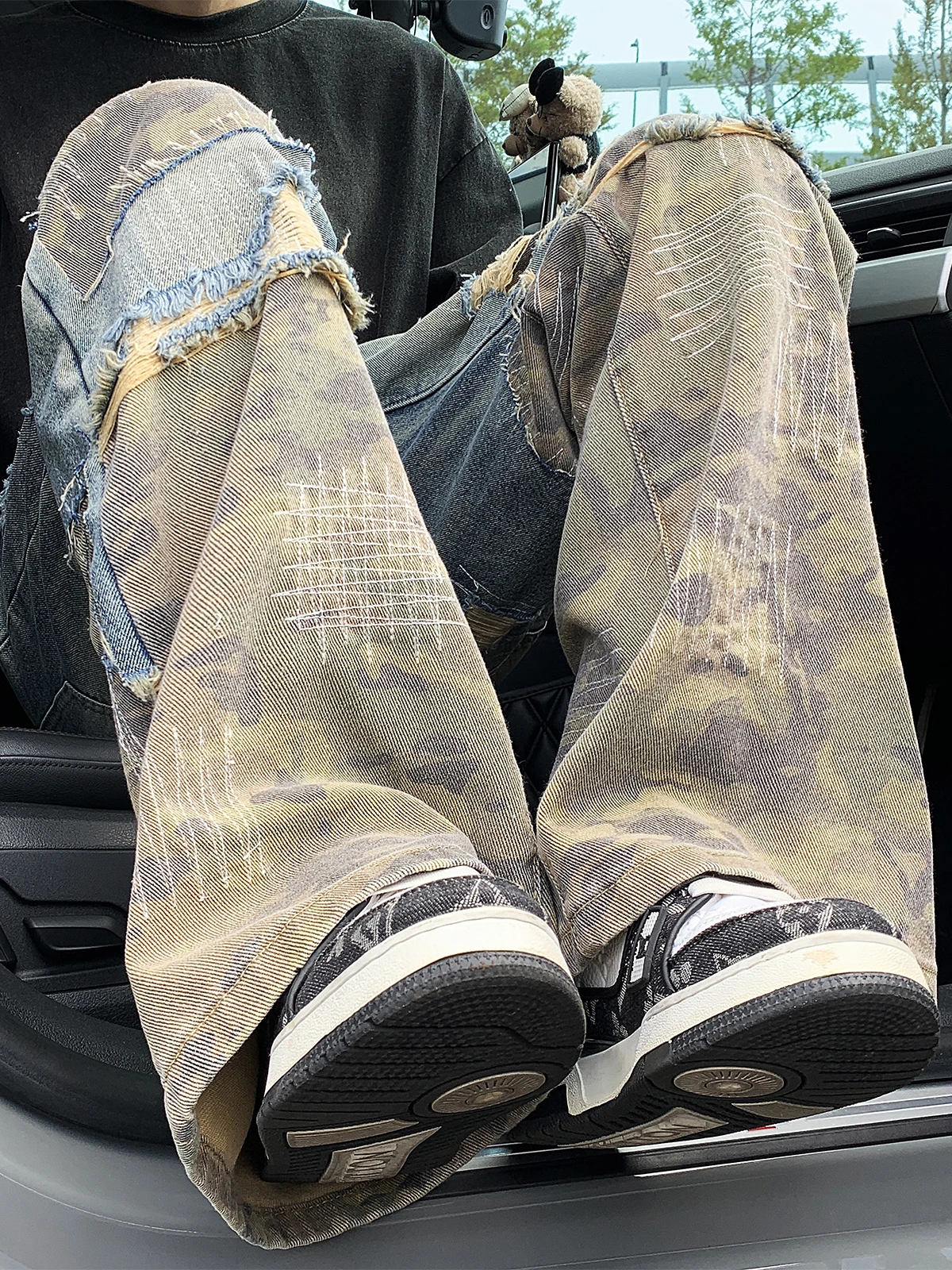 High Street Camouflage Patchwork Flared Denim Jeans Retro Hip Hop Straight Leg Hole Ripped Frayed Slim Long Trousers for Men ...
High Street Camouflage Patchwork Flared Denim Jeans Retro Hip Hop Straight Leg Hole Ripped Frayed Slim Long Trousers for Men ...