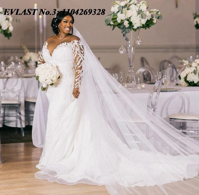 EVLAST Элегантное свадебное платье русалки по индивидуальному заказу со съемным шлейфом и бисером, кружевное свадебное платье с аппликацией, Vestidos De Novia E3W30
EVLAST Элегантное свадебное платье русалки по индивидуальному заказу со съемным шлейфом и бисером, кружевное свадебное платье с аппликацией, Vestidos De Novia E3W30