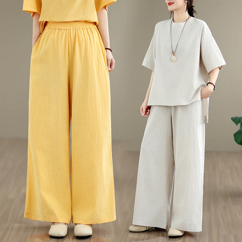 plus Size Women's Casual Cotton Linen Wide Leg Pants Harlan Straight Leg Trousers Summer New Style High Waist Elastic Waist
plus Size Women's Casual Cotton Linen Wide Leg Pants Harlan Straight Leg Trousers Summer New Style High Waist Elastic Waist