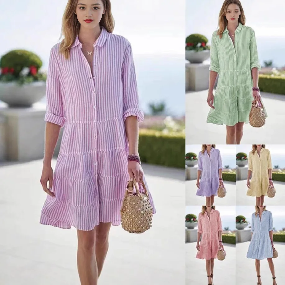 2025 New European and American Spring and Autumn Women's Striped Cardigan Multi-layer Splicing Long-sleeved Dress
2025 New European and American Spring and Autumn Women's Striped Cardigan Multi-layer Splicing Long-sleeved Dress