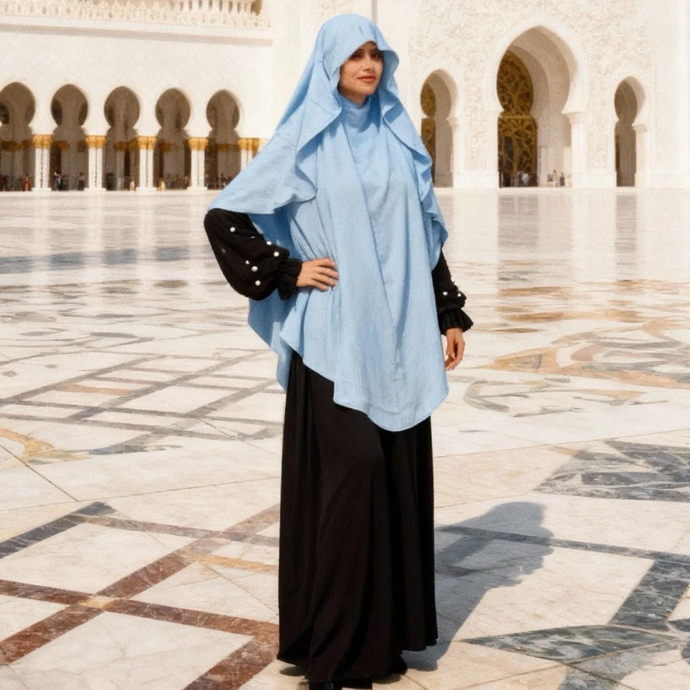 Ramadan Cape Khimar with Niqab Straps Jazz Crepe Islam Muslim Women Tie Back Prayer Hijab Eid Headscarf Nikab Headdress Abaya
Ramadan Cape Khimar with Niqab Straps Jazz Crepe Islam Muslim Women Tie Back Prayer Hijab Eid Headscarf Nikab Headdress Abaya