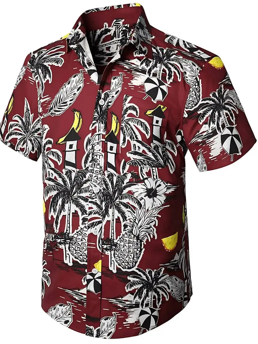 Mens Casual Hawaiian Shirt With Tropical Print Short Sleeve Turn-Down Collar
Mens Casual Hawaiian Shirt With Tropical Print Short Sleeve Turn-Down Collar