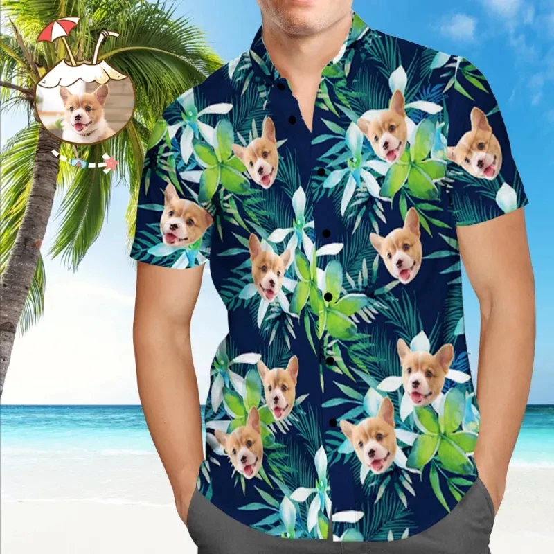 Personalized Pet Face Print Aloha Shirt Custom Pet Dog Photo With Watermelon Slice And Flower Pattern Short Sleeve Beach Blouses
Personalized Pet Face Print Aloha Shirt Custom Pet Dog Photo With Watermelon Slice And Flower Pattern Short Sleeve Beach Blouses