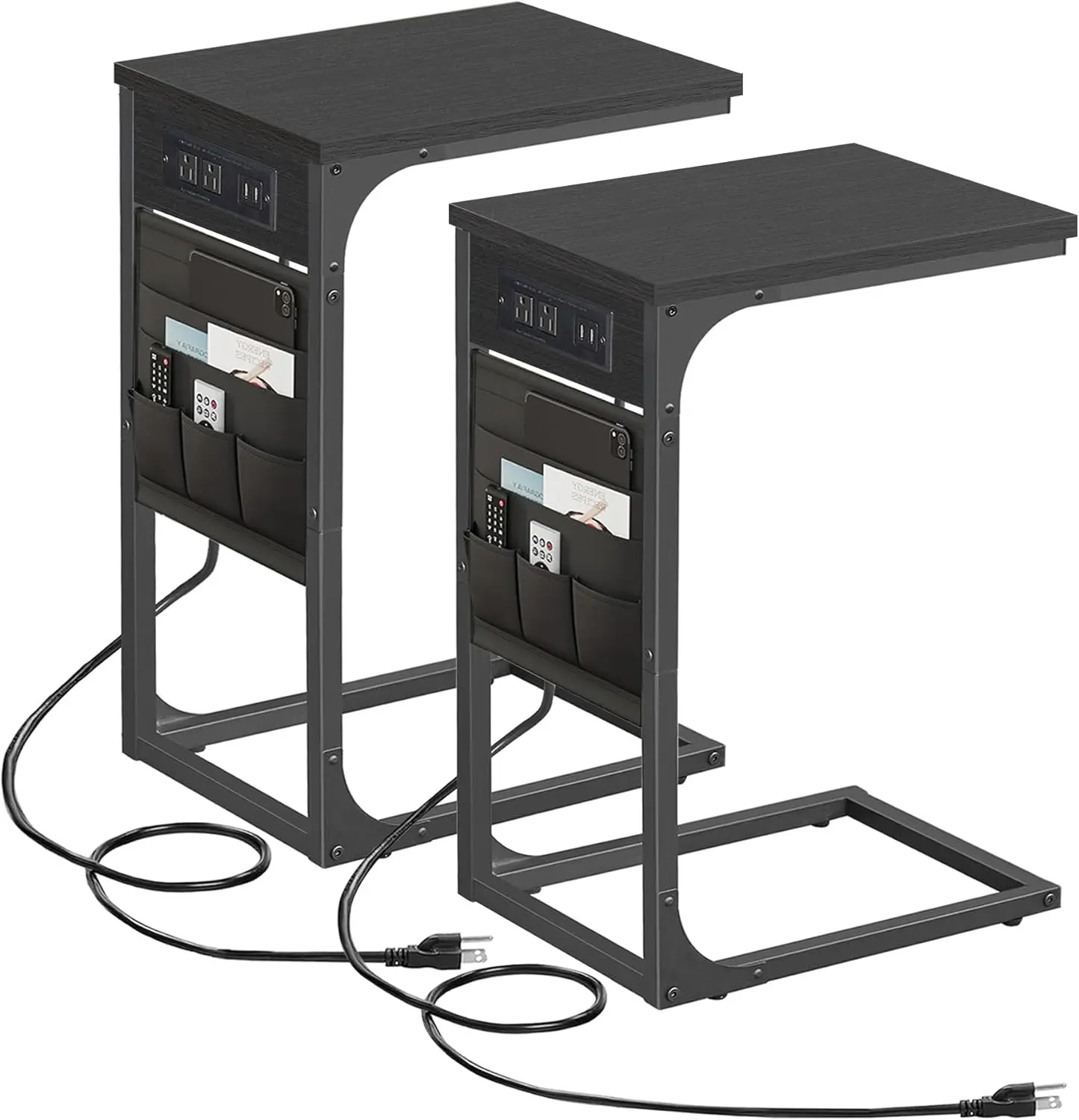 C Shaped End Table with Charging Station, Side Table for Sofa, Couch Table with Storage Bag, Set of 2, TV Tray Table with 2 U
C Shaped End Table with Charging Station, Side Table for Sofa, Couch Table with Storage Bag, Set of 2, TV Tray Table with 2 U