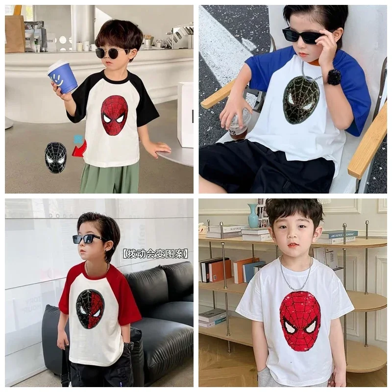 Summer Baby Boys Girls Short Sleeve T Shirts Cartoon Marvel Spiderman Print Kid Children Tshirt Sequin Reversible Tops Tee 2-10T
Summer Baby Boys Girls Short Sleeve T Shirts Cartoon Marvel Spiderman Print Kid Children Tshirt Sequin Reversible Tops Tee 2-10T