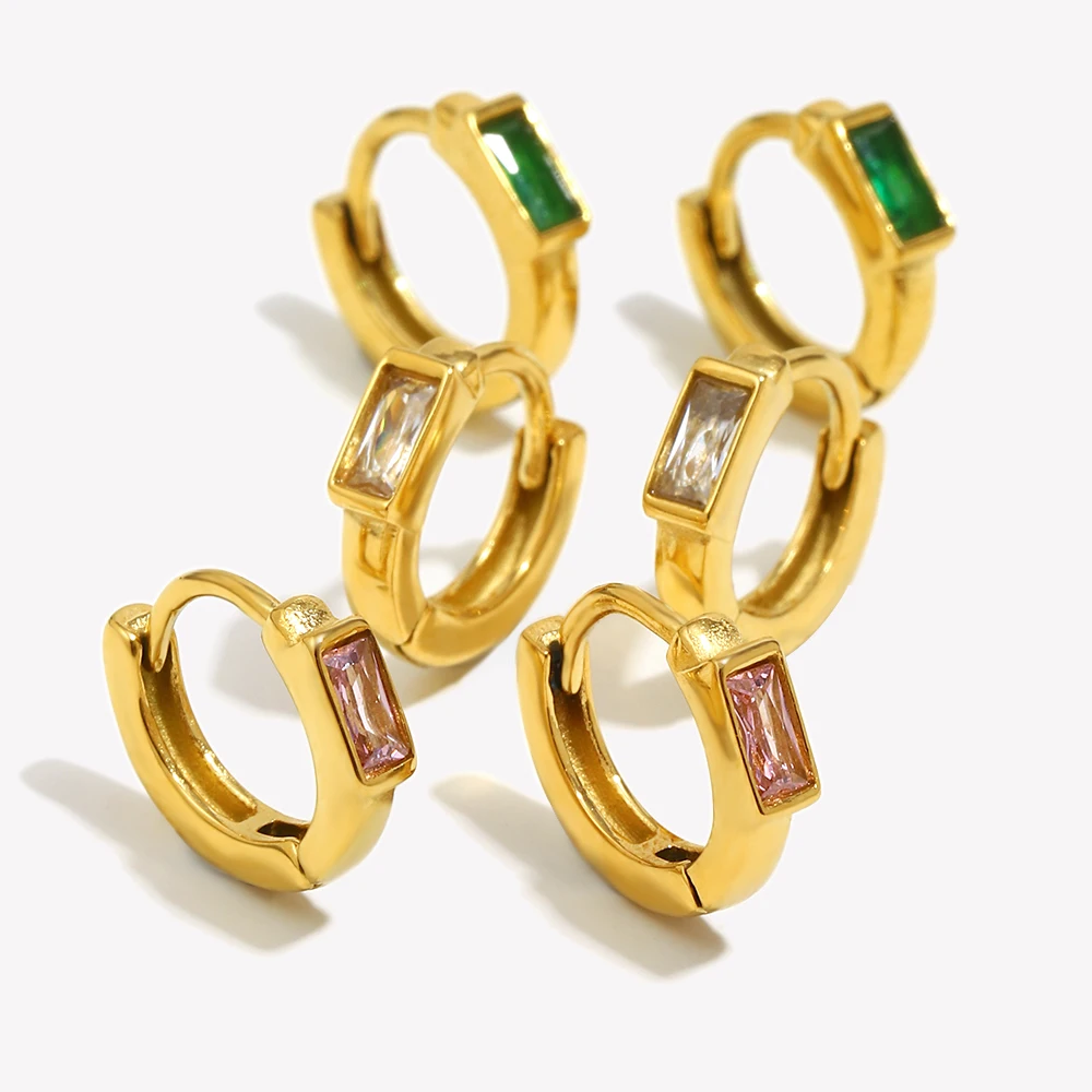 E.B.belle Dainty Cute Girl's Mini Size Hoop Earrings Square Shape 3A Zircon Stone Gold PLated Stainless Steel Huggies Earring
E.B.belle Dainty Cute Girl's Mini Size Hoop Earrings Square Shape 3A Zircon Stone Gold PLated Stainless Steel Huggies Earring