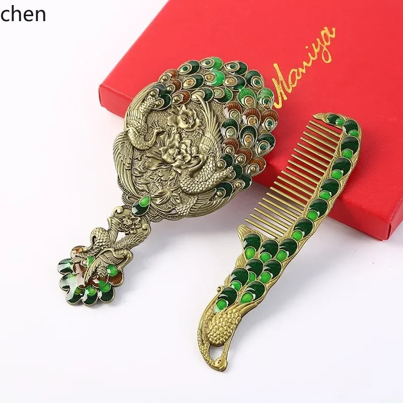 V8 luxury handheld makeup mirror and comb set - vintage metal style, perfect for travel souvenirs
V8 luxury handheld makeup mirror and comb set - vintage metal style, perfect for travel souvenirs