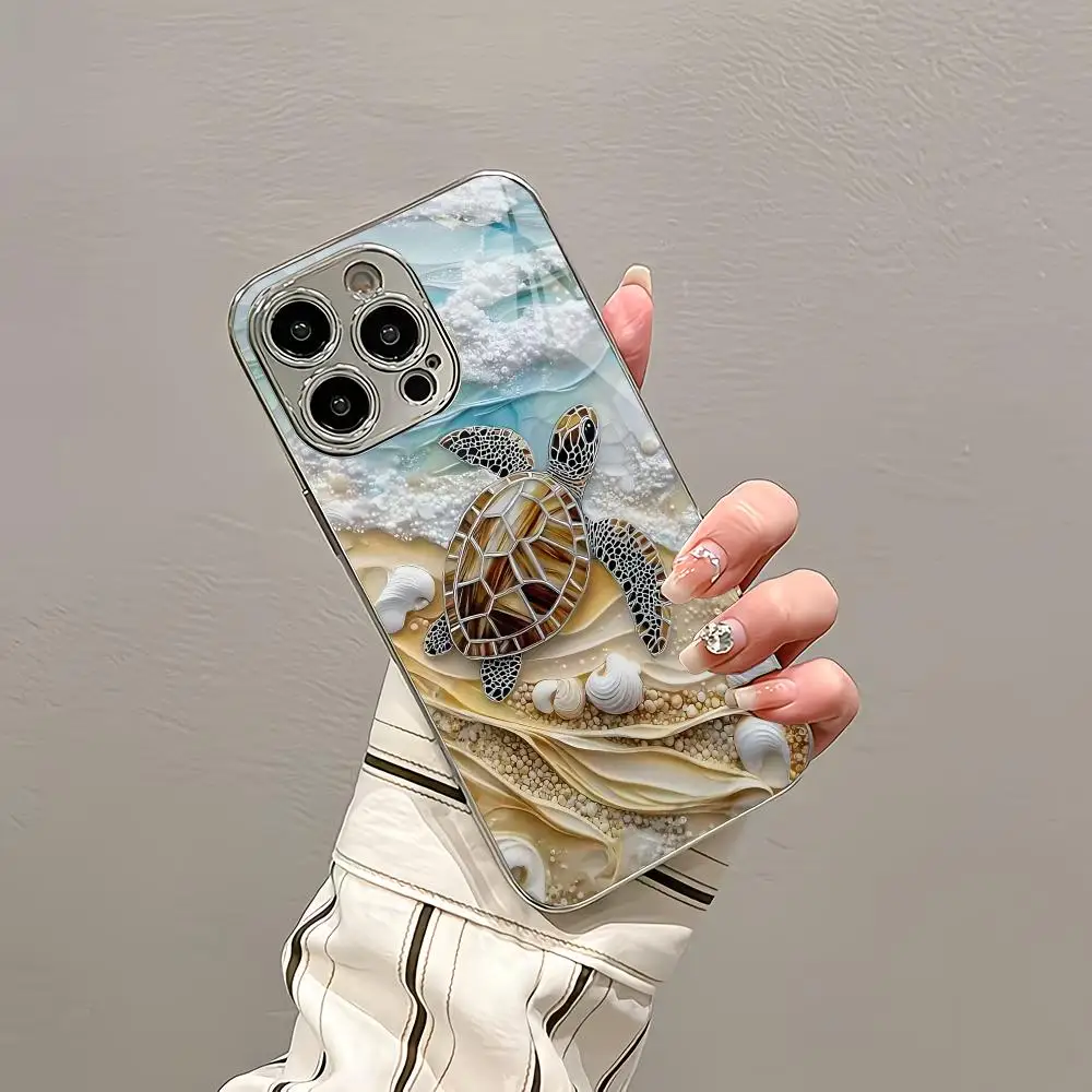 Cute turtle pattern silver plated glass phone case suitable for iPhone 17 16 15 14 13 12 11 Pro/Max/Plus scratch resistant
Cute turtle pattern silver plated glass phone case suitable for iPhone 17 16 15 14 13 12 11 Pro/Max/Plus scratch resistant