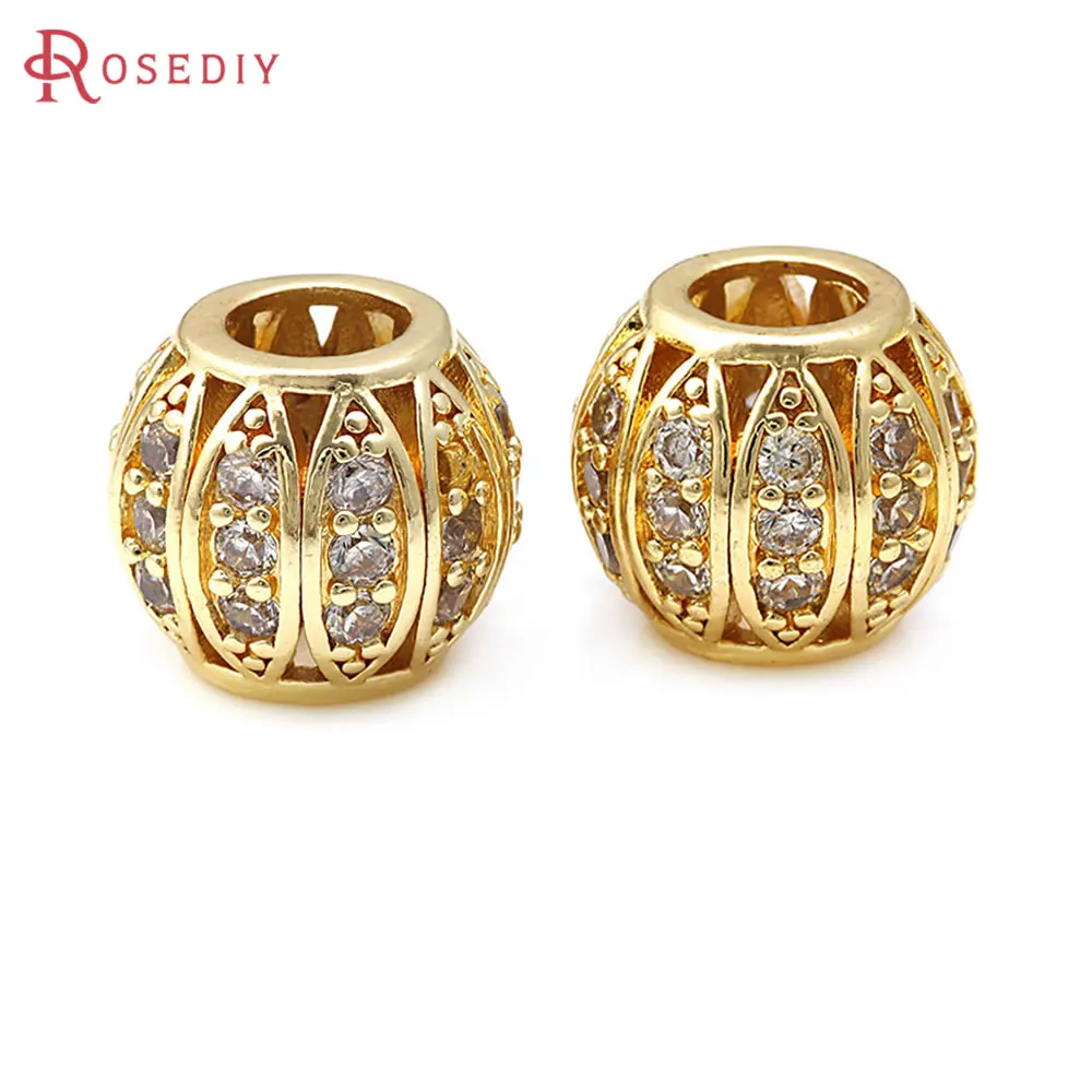 4PCS 18K Gold Color Brass and Zircon Large Hole Barrel Shape Spacer Beads Bracelets Beads High Quality Jewelry Diy Accessories
4PCS 18K Gold Color Brass and Zircon Large Hole Barrel Shape Spacer Beads Bracelets Beads High Quality Jewelry Diy Accessories