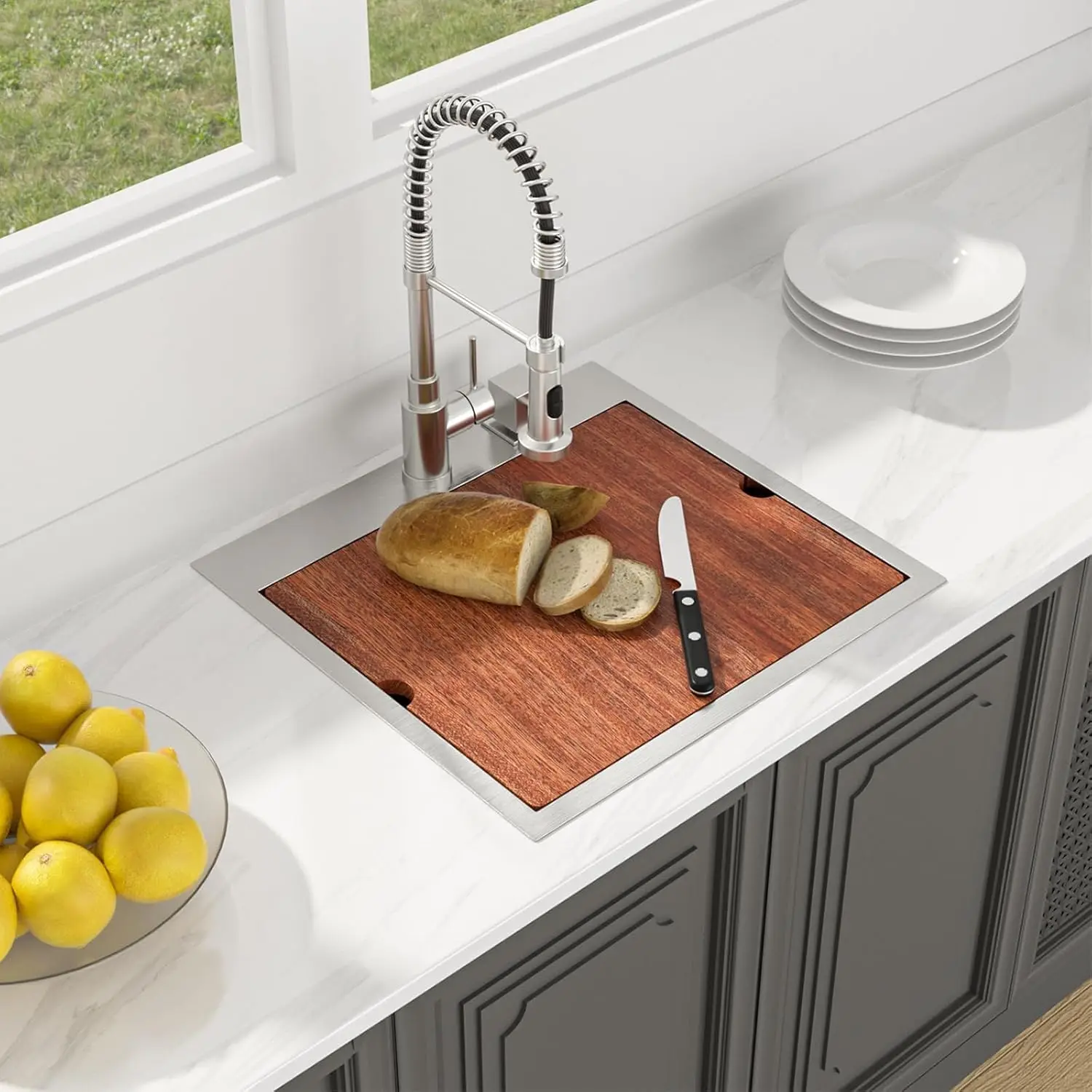 Drop in Kitchen Bar Sink 21x20x9 Inch Workstation 16 Gauge Stainless Steel Single Bowl Topmount Over Counter for Wet Bar/Prep/Sm
Drop in Kitchen Bar Sink 21x20x9 Inch Workstation 16 Gauge Stainless Steel Single Bowl Topmount Over Counter for Wet Bar/Prep/Sm