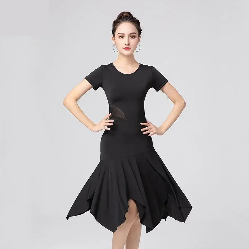 Latin Dance Skirt Woman Practice Dress Performance Mesh Black Short Sleeve Ballroom Modern Rumba Cha Cha Latin Dance Dress
Latin Dance Skirt Woman Practice Dress Performance Mesh Black Short Sleeve Ballroom Modern Rumba Cha Cha Latin Dance Dress