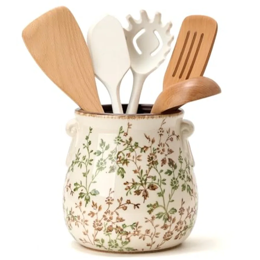 Utensil Holder for Kitchen Counter, Modern Farmhouse Rustic Cooking Utensil Holder and Crock, Exquisite Chinoiserie Floral Cera
Utensil Holder for Kitchen Counter, Modern Farmhouse Rustic Cooking Utensil Holder and Crock, Exquisite Chinoiserie Floral Cera