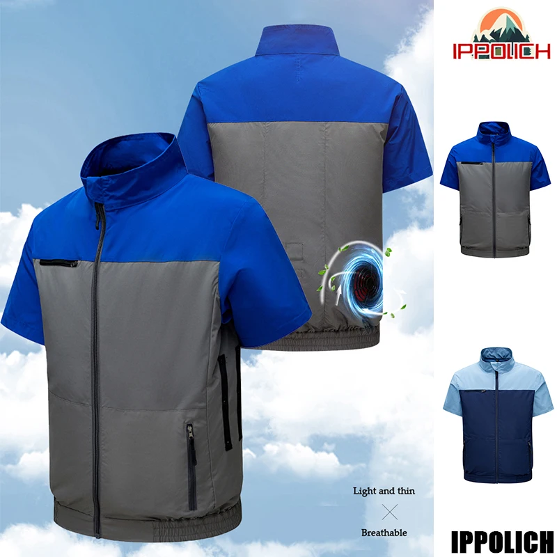 Summer Cooling Fan Clothing Men patchwork Refrigeration Short sleeve Lightweight Fan T-shirt Outdoor Air Conditioned Clothing
Summer Cooling Fan Clothing Men patchwork Refrigeration Short sleeve Lightweight Fan T-shirt Outdoor Air Conditioned Clothing