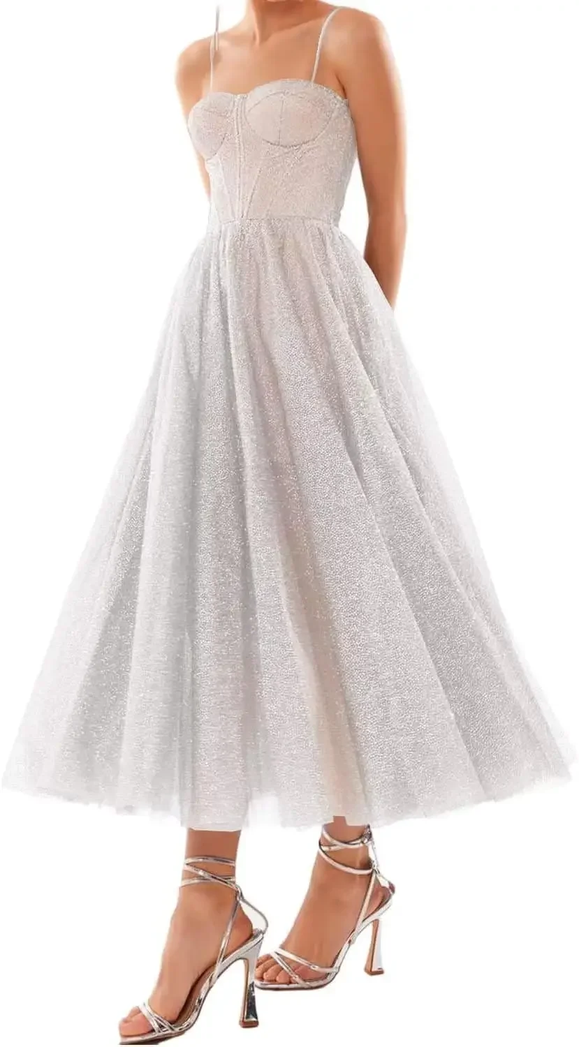 Glitter Tulle Prom Dress Tea Length for Women A Line Sparkly Formal Evening Party Gowns Short Prom Dress Homecoming Dresses
Glitter Tulle Prom Dress Tea Length for Women A Line Sparkly Formal Evening Party Gowns Short Prom Dress Homecoming Dresses