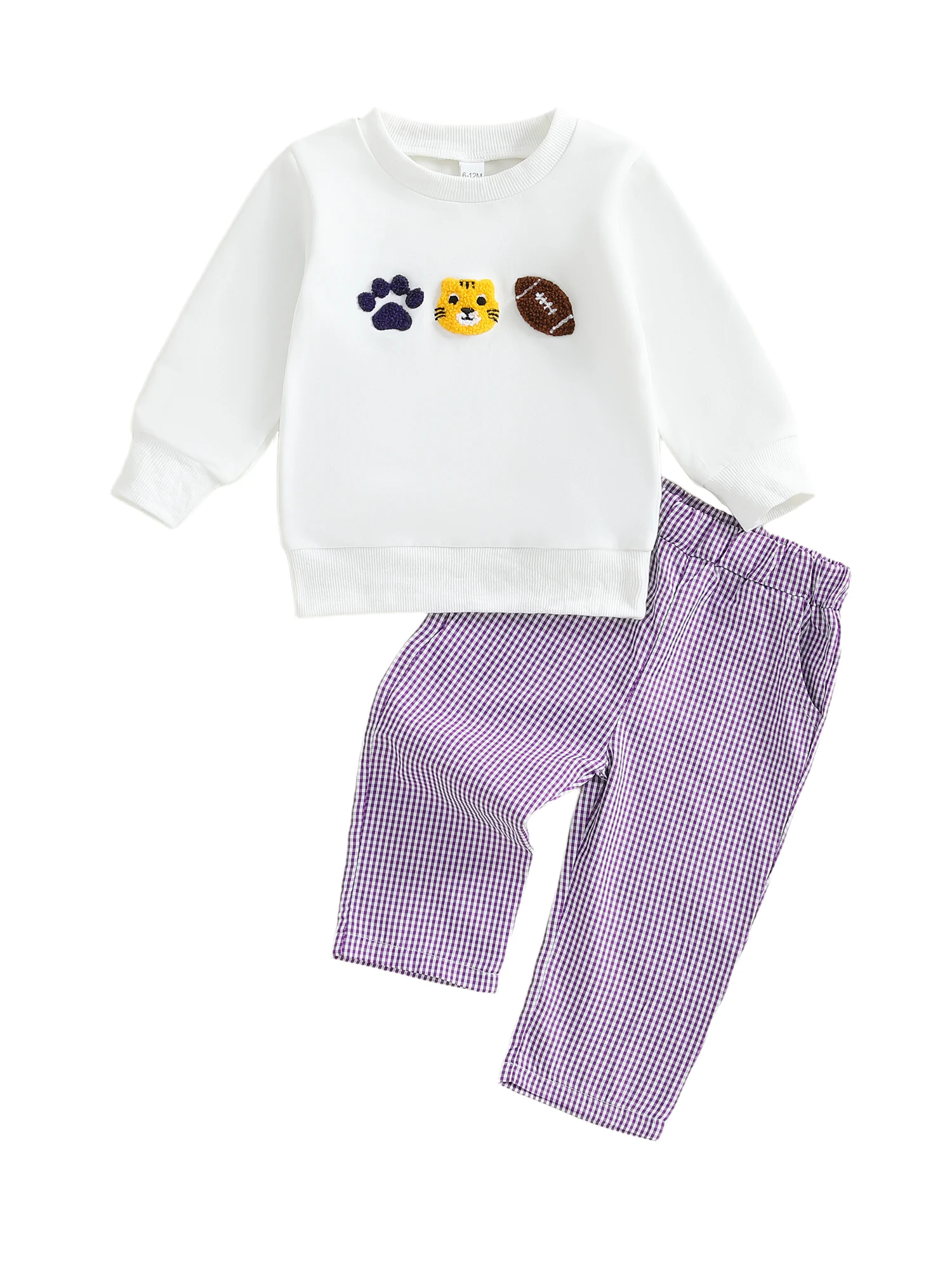 Infant Boy Soccer Jersey Tiger Claw Applique Hoodie Plaid Jogger Pants Set Toddler Sports Outfit 2 Piece Kit
Infant Boy Soccer Jersey Tiger Claw Applique Hoodie Plaid Jogger Pants Set Toddler Sports Outfit 2 Piece Kit